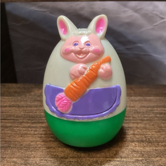 Other - Vintage Easter Unlimited Egg Plastic Toy Bunny Face Wheels Made in Hong Kong